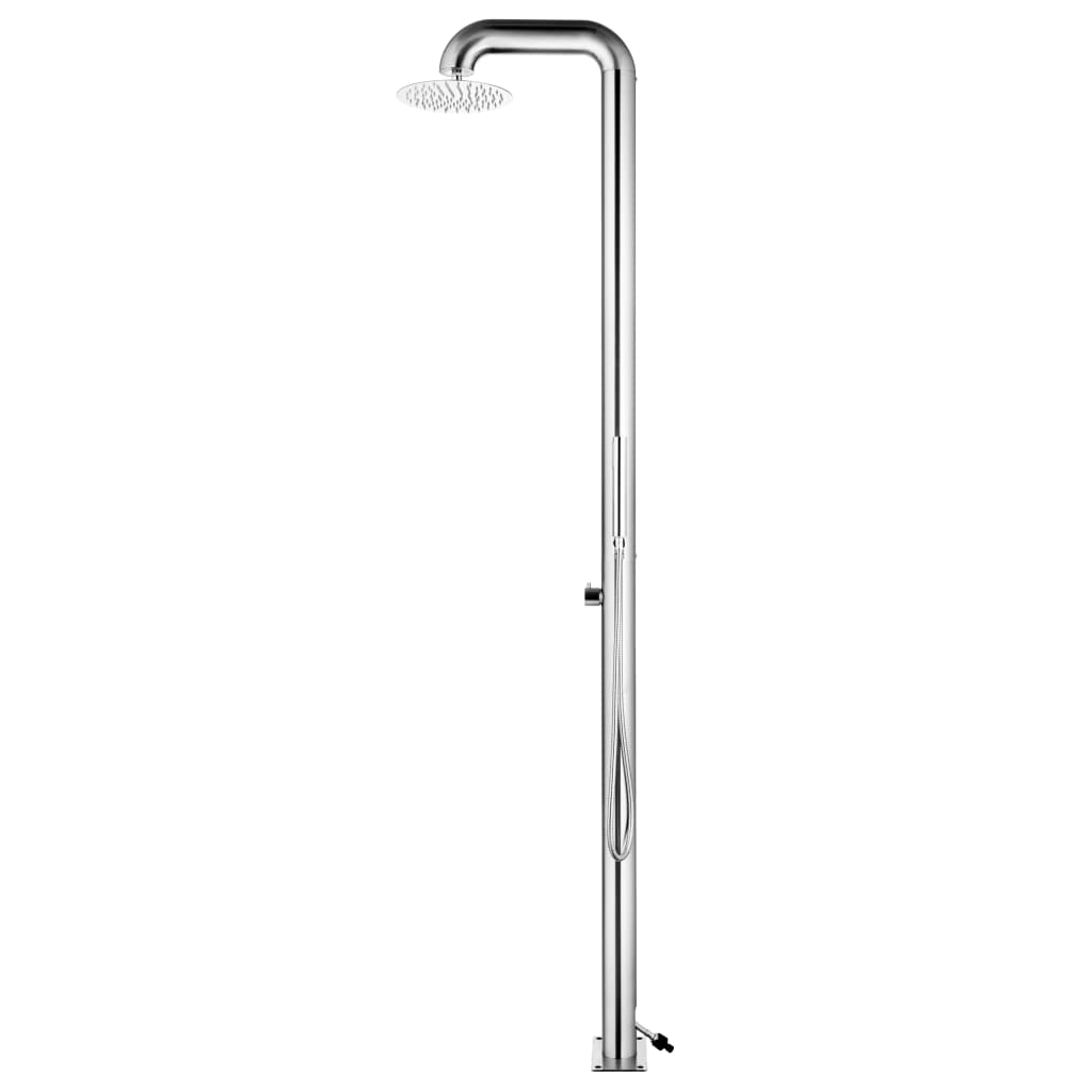 vidaXL Prysznic ogrodowy z szarą podstawą, 230 cm, stal nierdzewna