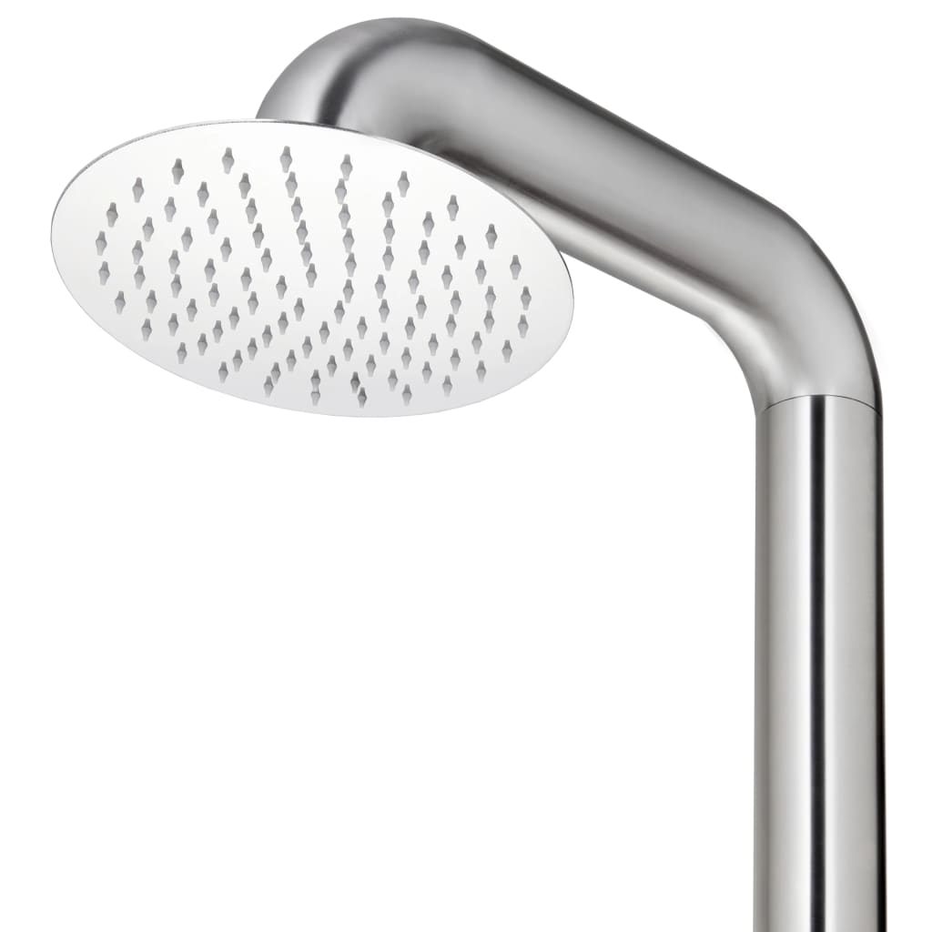 vidaXL Prysznic ogrodowy z szarą podstawą, 230 cm, stal nierdzewna