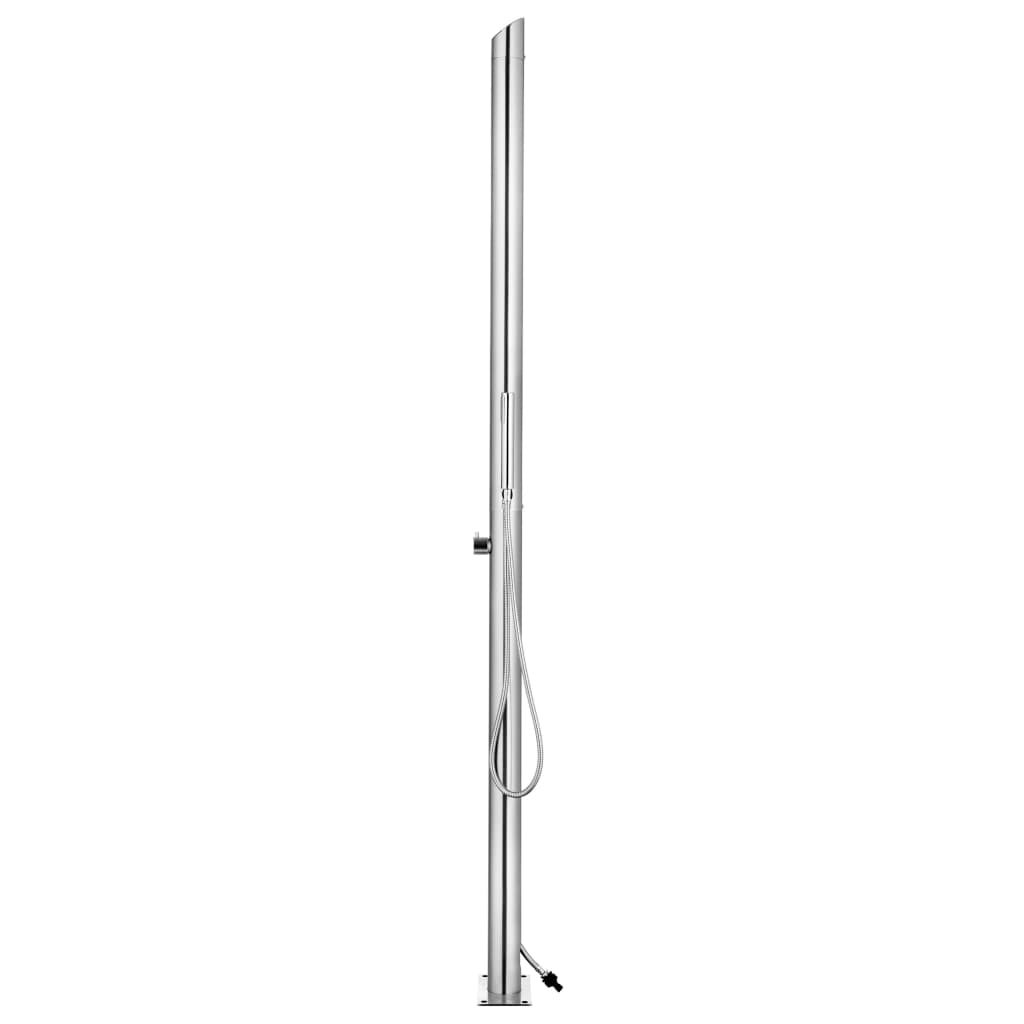 vidaXL Prysznic ogrodowy z szarą podstawą, 225 cm, stal nierdzewna