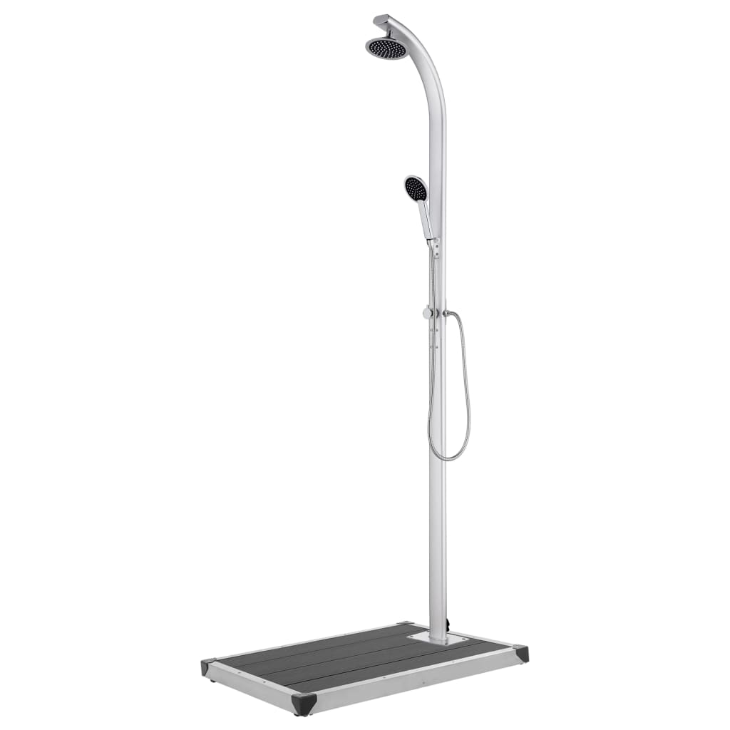 vidaXL Prysznic ogrodowy z szarą podstawą, 220 cm, aluminium
