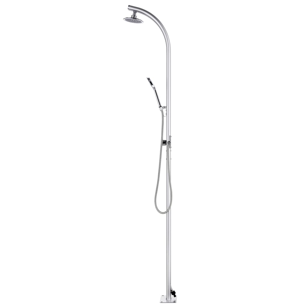vidaXL Prysznic ogrodowy z szarą podstawą, 220 cm, aluminium