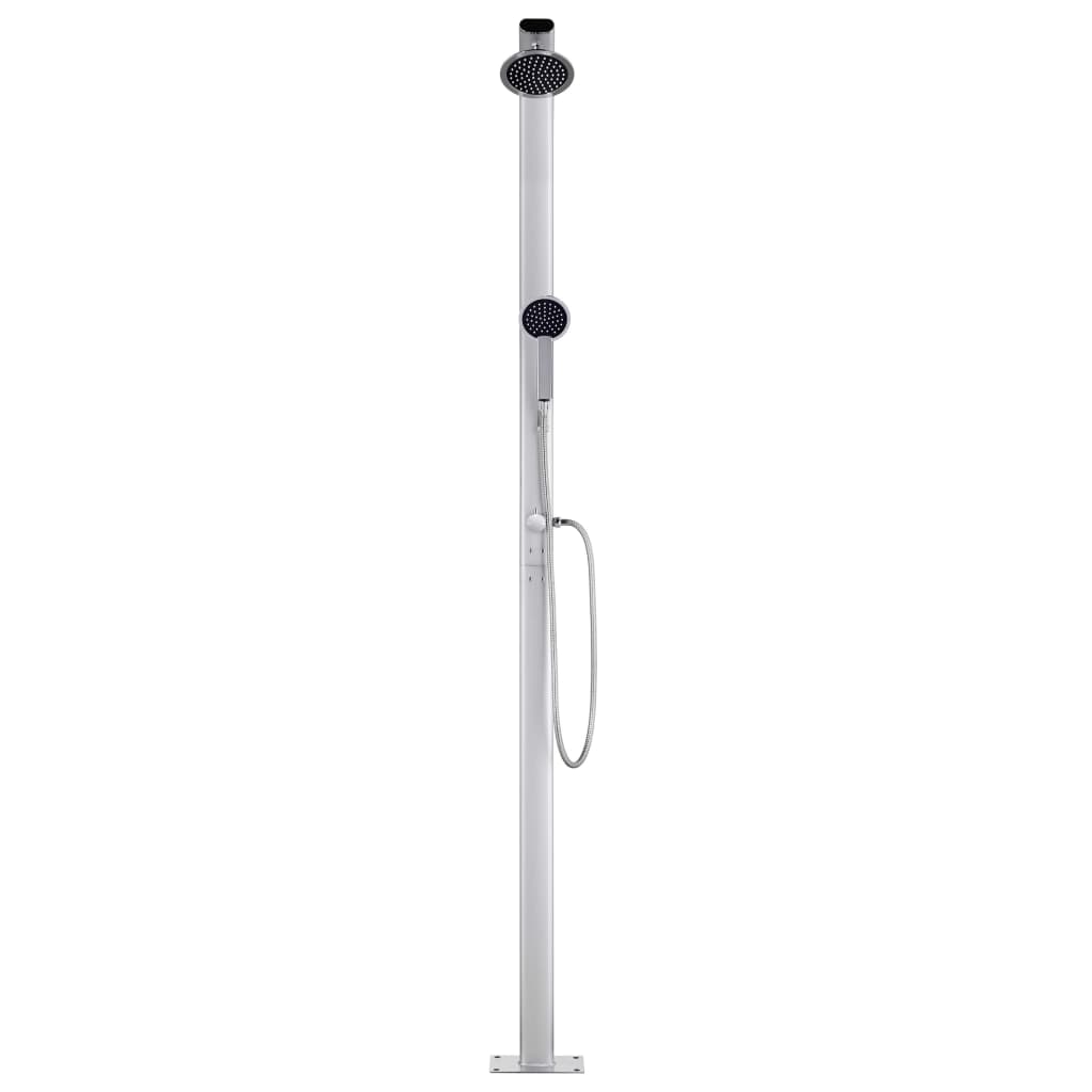 vidaXL Prysznic ogrodowy z szarą podstawą, 220 cm, aluminium