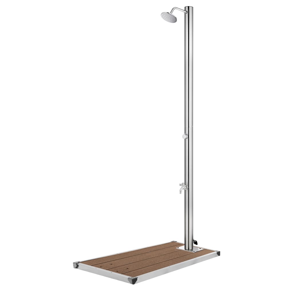 vidaXL Prysznic ogrodowy z brązową podstawą, 220 cm, stal nierdzewna