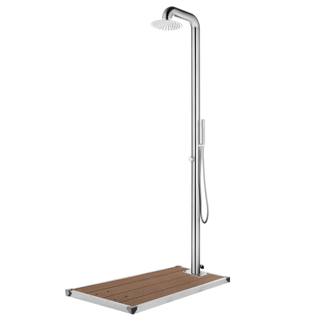 vidaXL Prysznic ogrodowy z brązową podstawą, 230 cm, stal nierdzewna