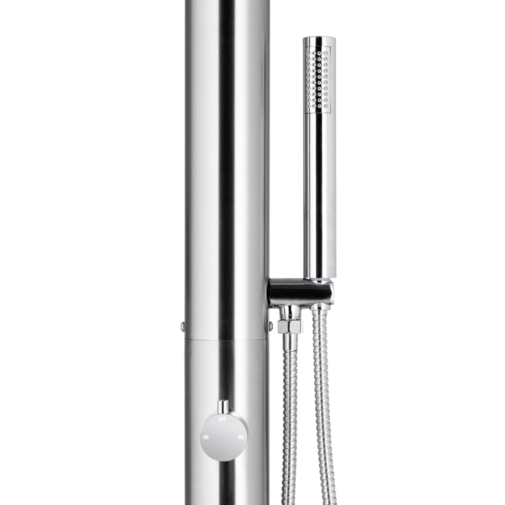 vidaXL Prysznic ogrodowy z brązową podstawą, 230 cm, stal nierdzewna