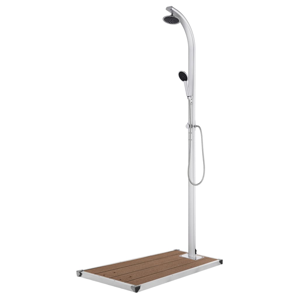 vidaXL Prysznic ogrodowy z brązową podstawą, 220 cm, aluminium