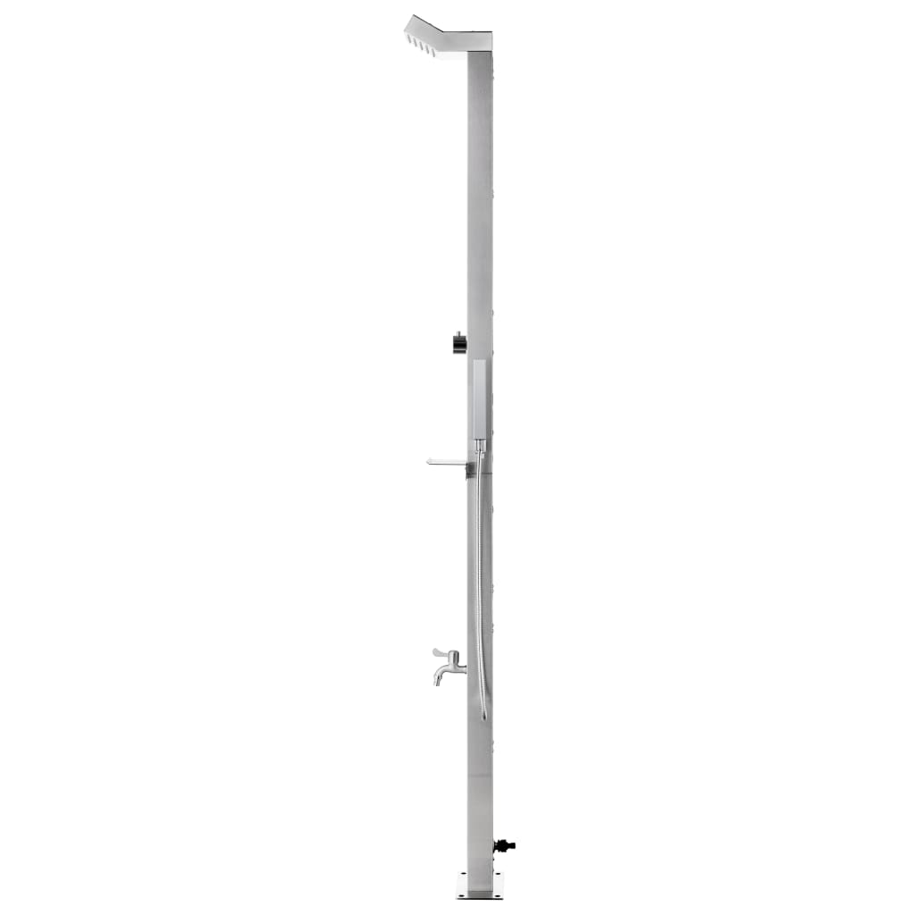 vidaXL Prysznic ogrodowy z szarą podstawą, 225 cm, stal nierdzewna