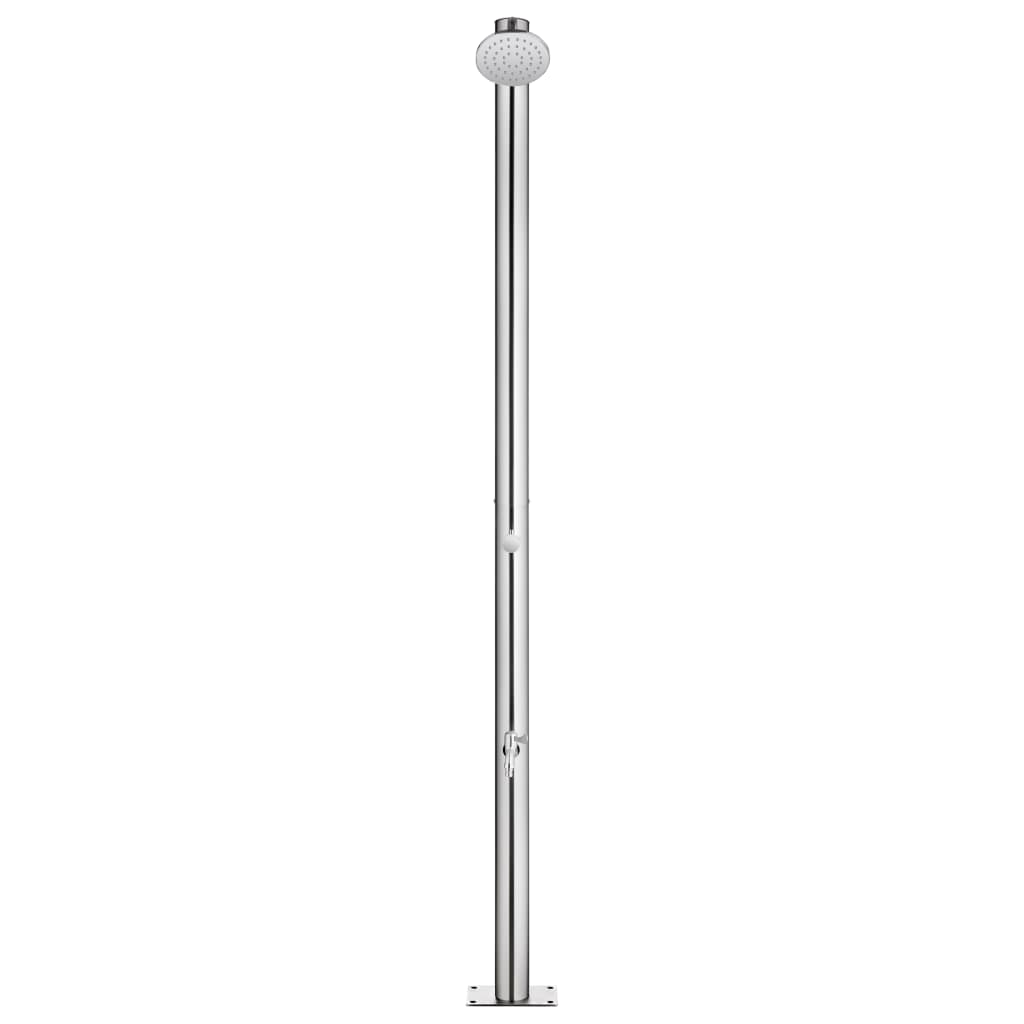 vidaXL Prysznic ogrodowy z szarą podstawą, 220 cm, stal nierdzewna