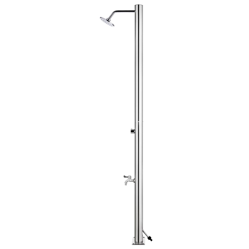 vidaXL Prysznic ogrodowy z szarą podstawą, 220 cm, stal nierdzewna