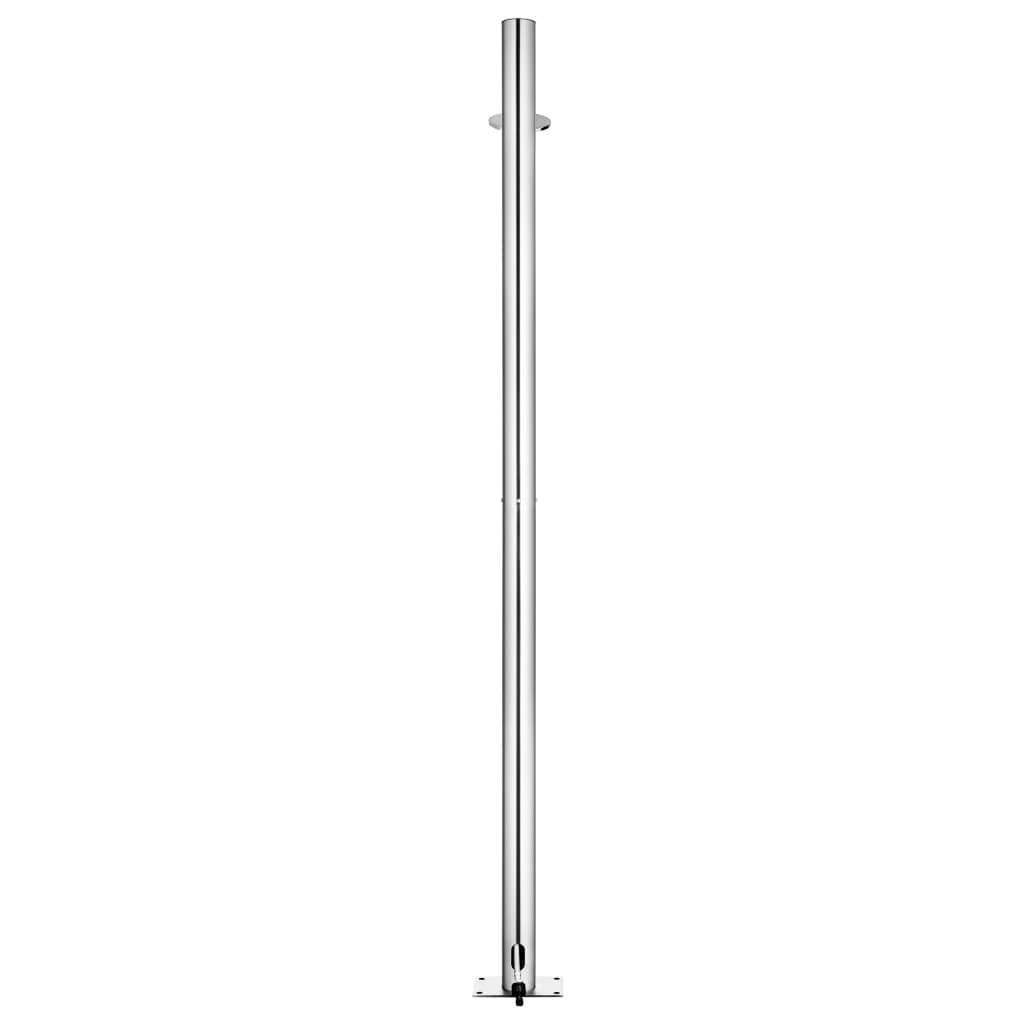 vidaXL Prysznic ogrodowy z szarą podstawą, 220 cm, stal nierdzewna