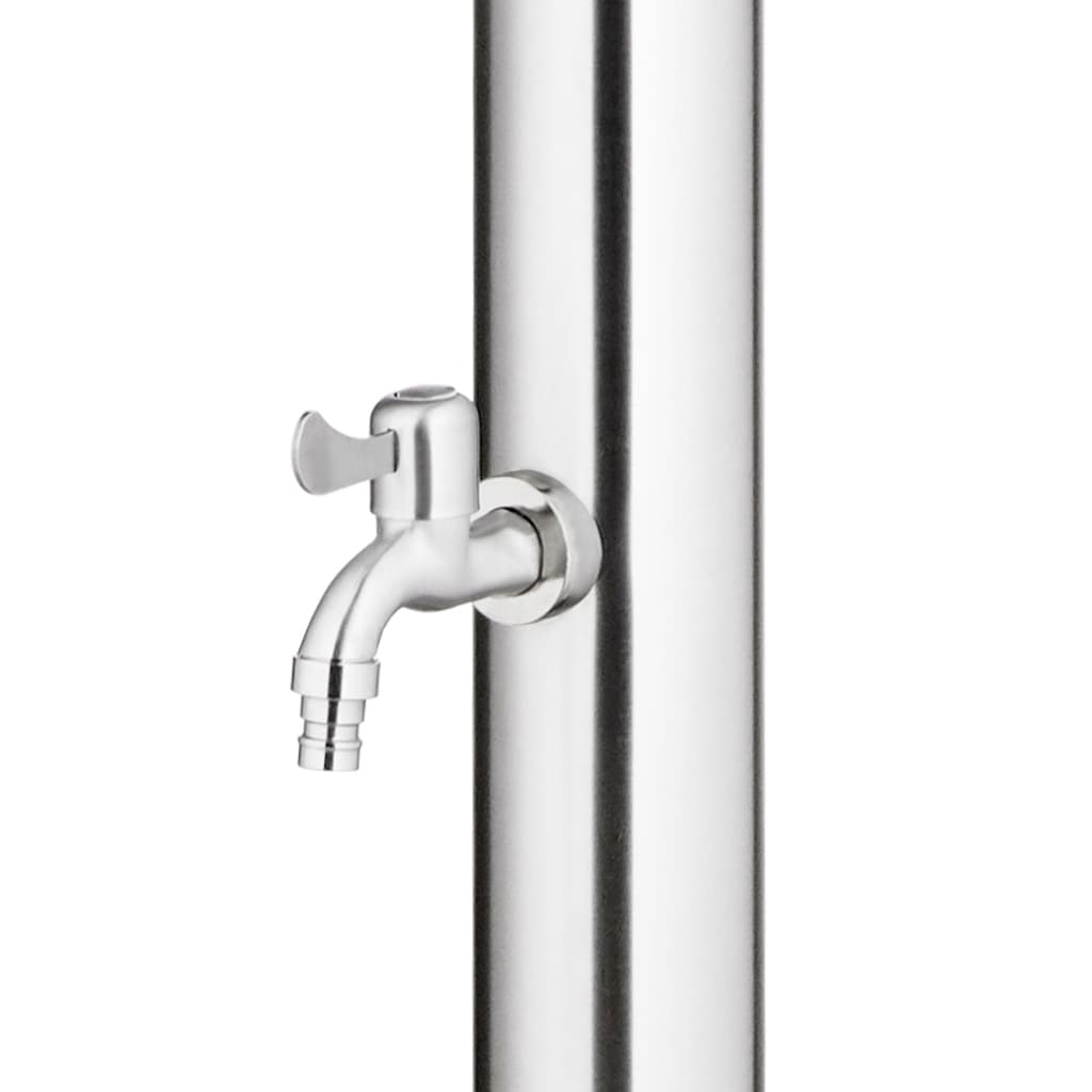 vidaXL Prysznic ogrodowy z szarą podstawą, 220 cm, stal nierdzewna
