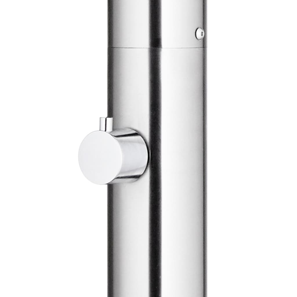 vidaXL Prysznic ogrodowy z szarą podstawą, 220 cm, stal nierdzewna
