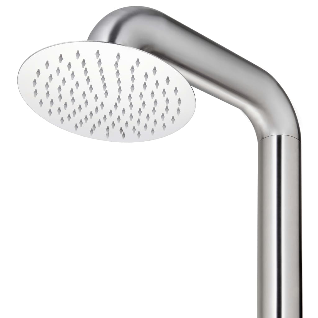 vidaXL Prysznic ogrodowy z szarą podstawą, 230 cm, stal nierdzewna
