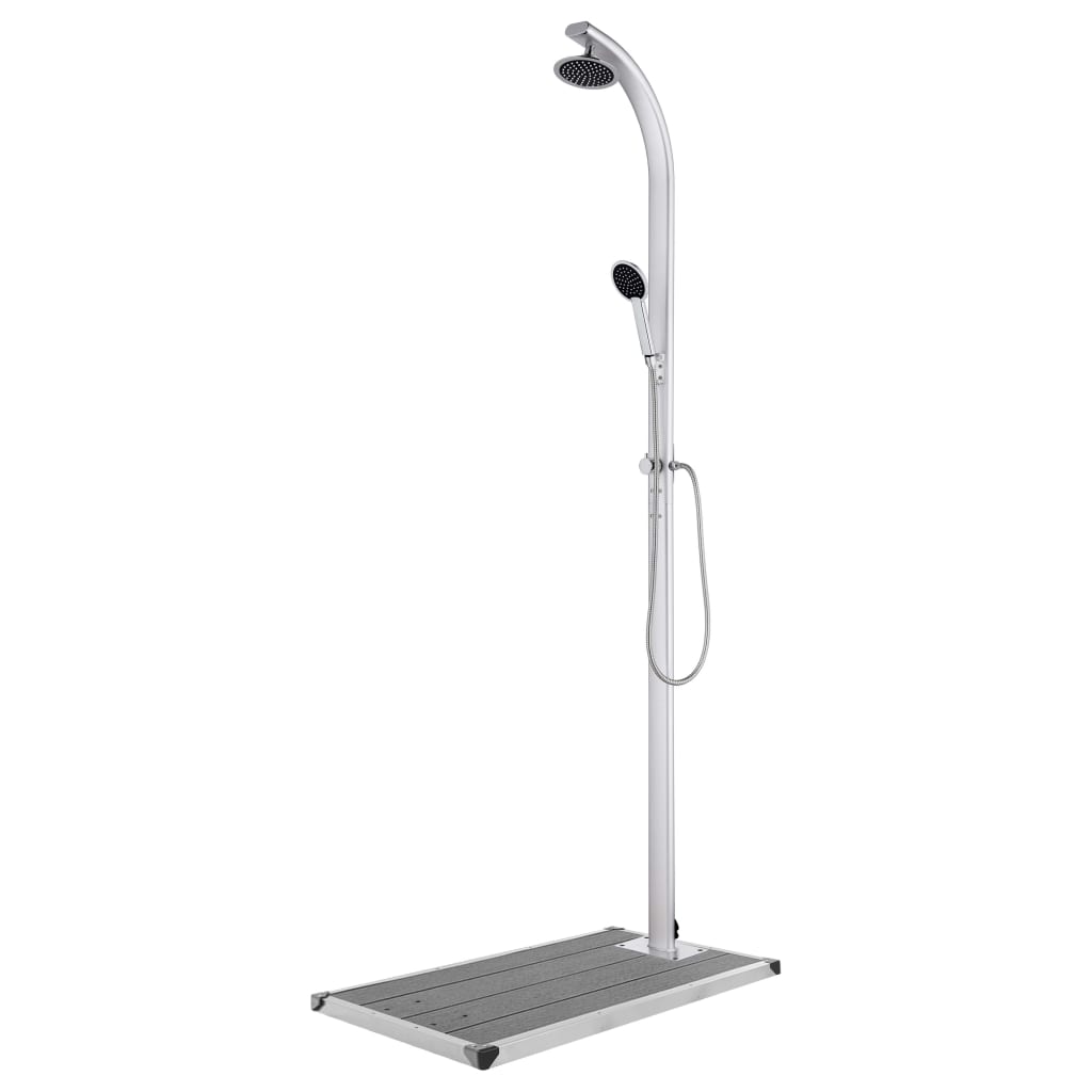 vidaXL Prysznic ogrodowy z szarą podstawą, 220 cm, aluminium