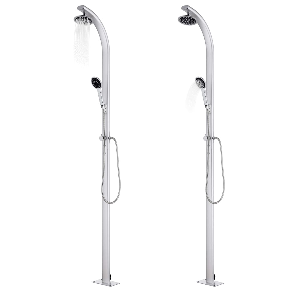 vidaXL Prysznic ogrodowy z szarą podstawą, 220 cm, aluminium