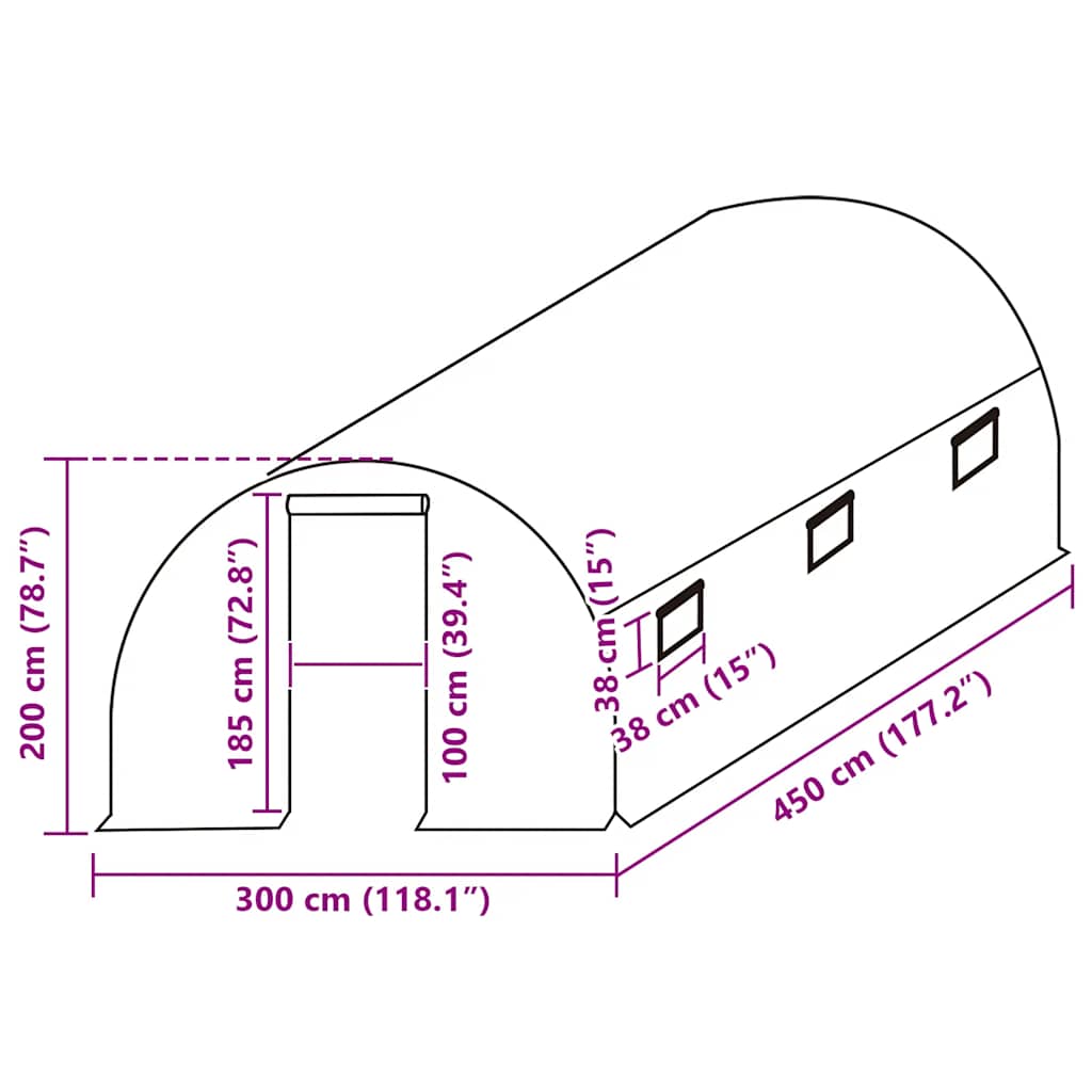 vidaXL Zastępcze pokrycie szklarni (13,5 m²), 300x450x200 cm, zielone