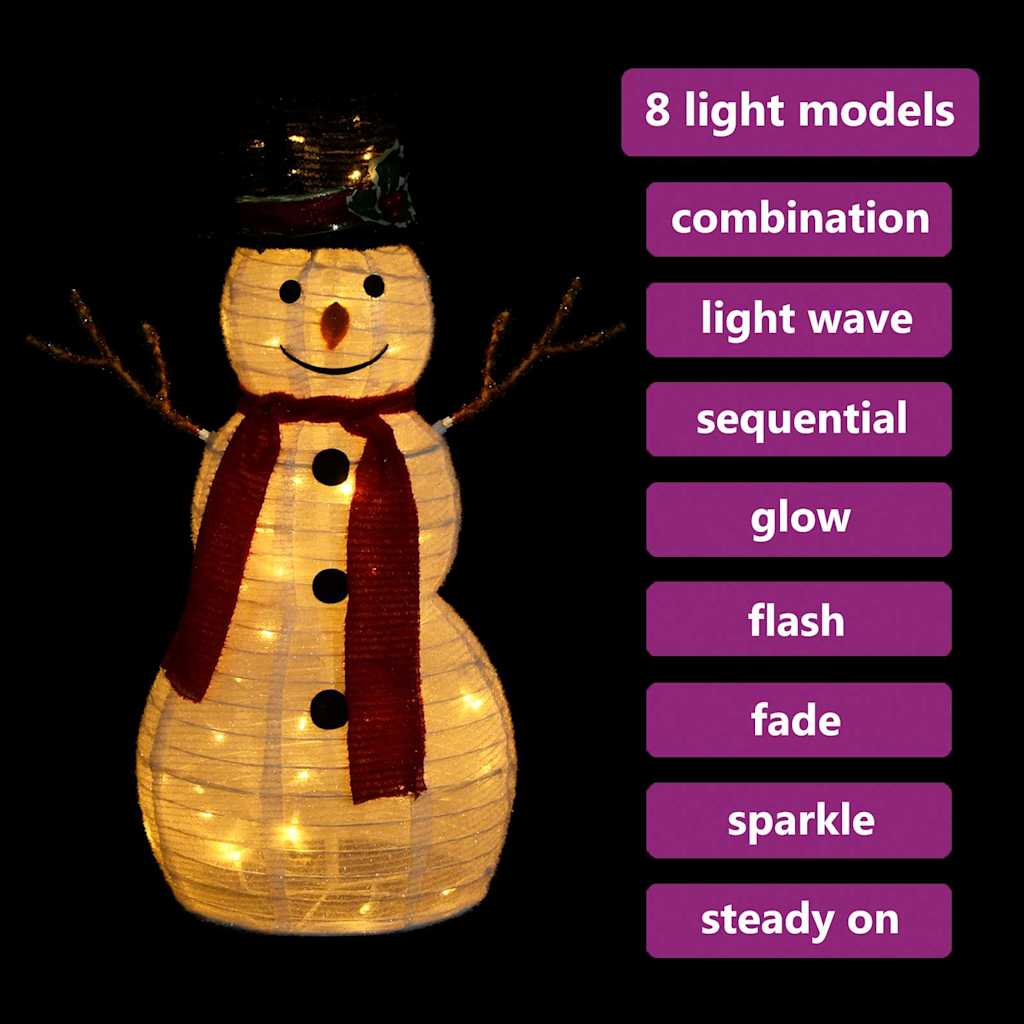vidaXL Dekoracja świąteczna, bałwan z LED, luksusowa tkanina, 60 cm
