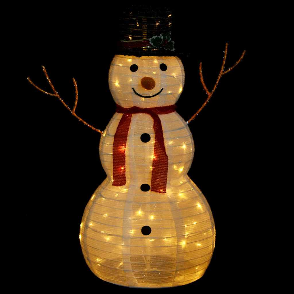 vidaXL Dekoracja świąteczna, bałwan z LED, luksusowa tkanina, 90 cm