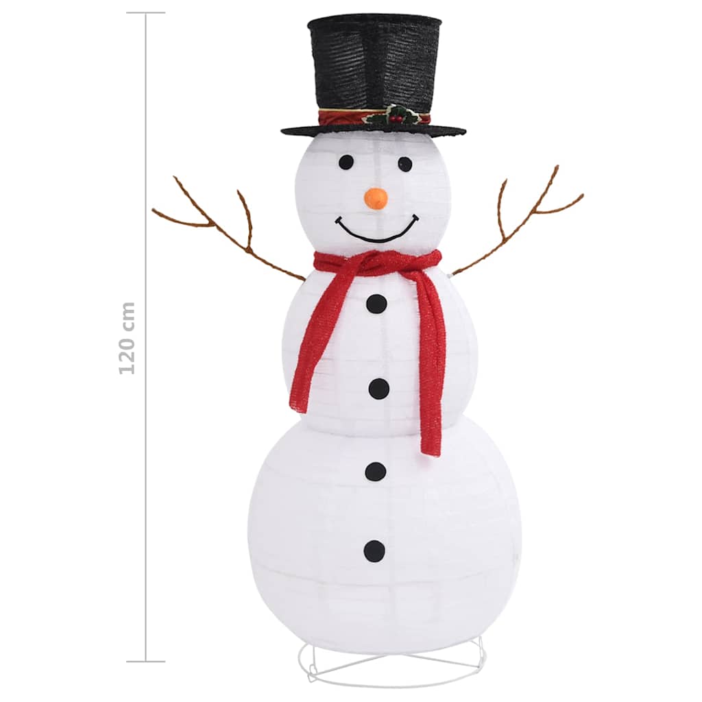 vidaXL Dekoracja świąteczna, bałwan z LED, luksusowa tkanina, 120 cm