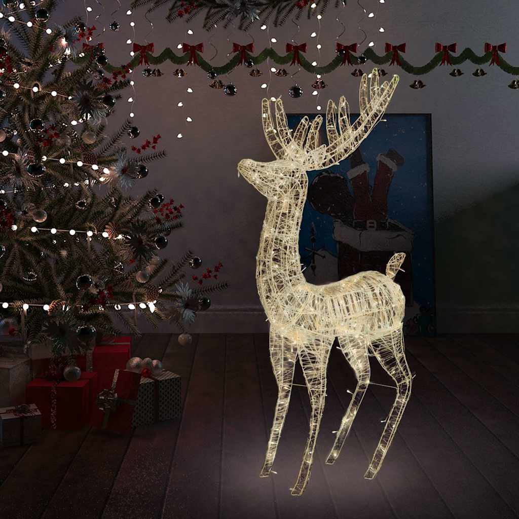 vidaXL Świąteczny renifer, akryl, 250 ciepłych białych LED, 180 cm