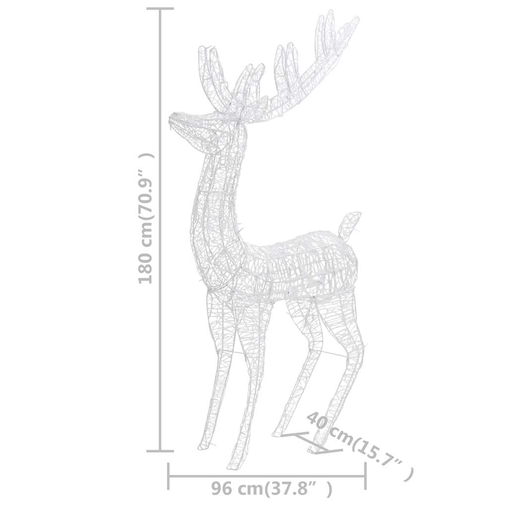 vidaXL Świąteczny renifer, akryl, 250 LED, 180 cm, niebieski