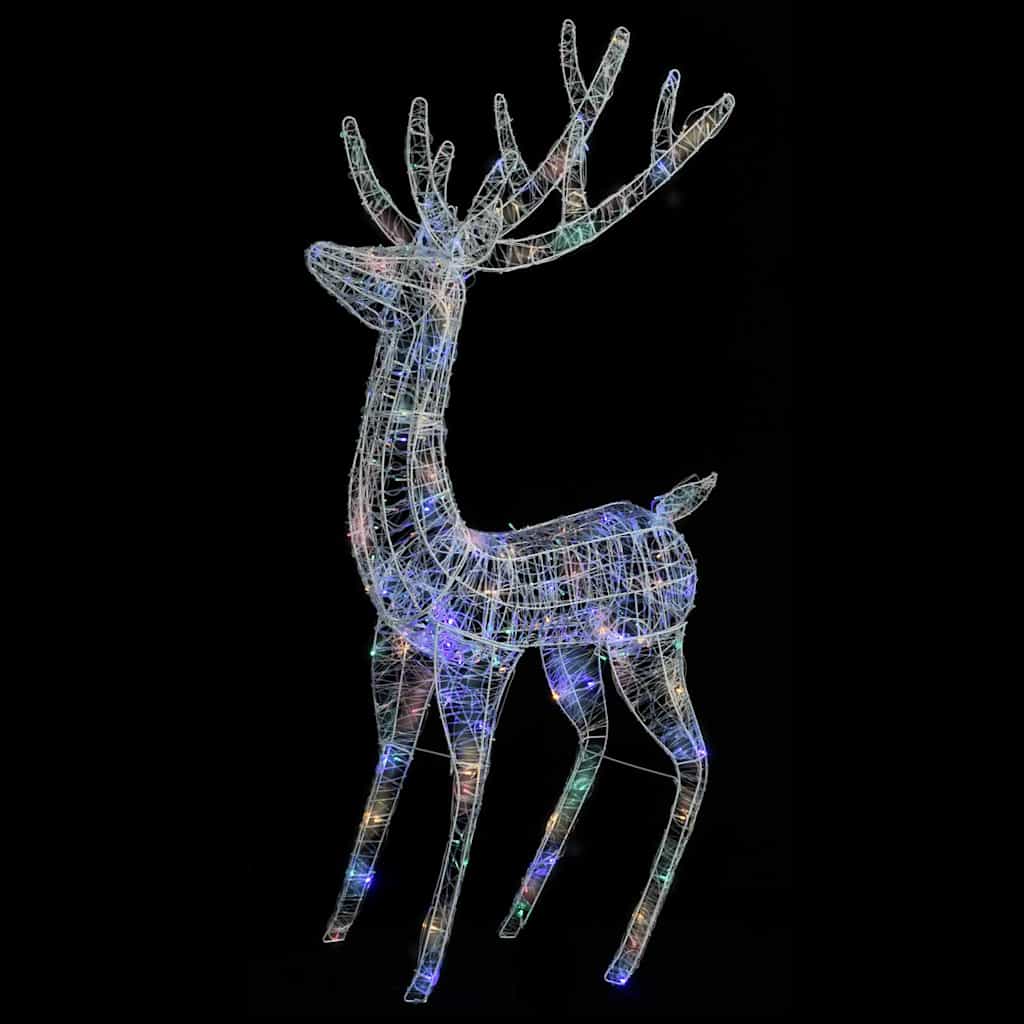 vidaXL Świąteczny renifer XXL, akryl, 250 kolorowych diod LED, 180 cm
