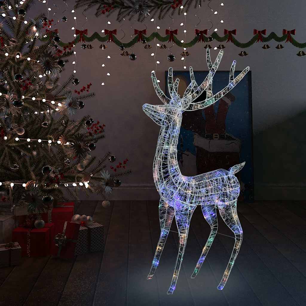 vidaXL Świąteczny renifer XXL, akryl, 250 kolorowych diod LED, 180 cm