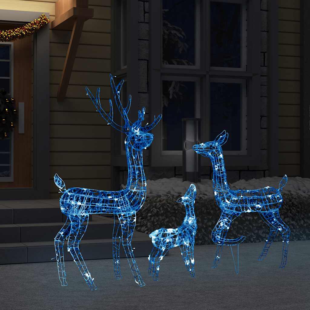 vidaXL Świąteczne renifery, akrylowe, 300 niebieskich diod LED