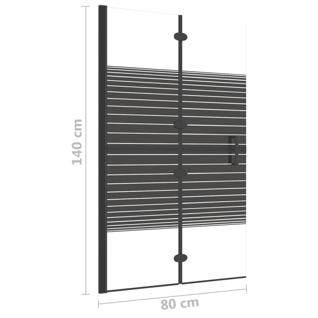 vidaXL Składana kabina prysznicowa, ESG, 80x140 cm, czarna