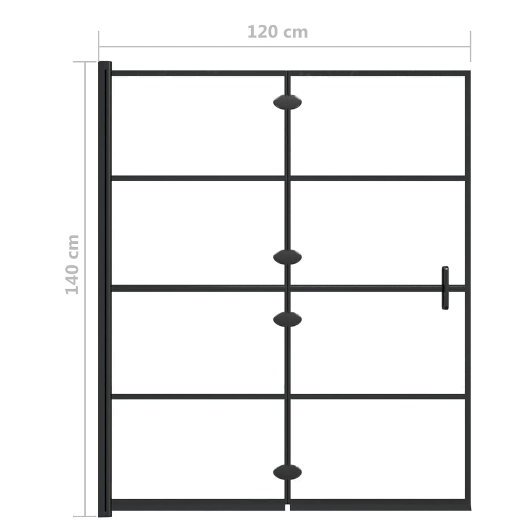 vidaXL Składana kabina prysznicowa, ESG, 120x140 cm, czarna