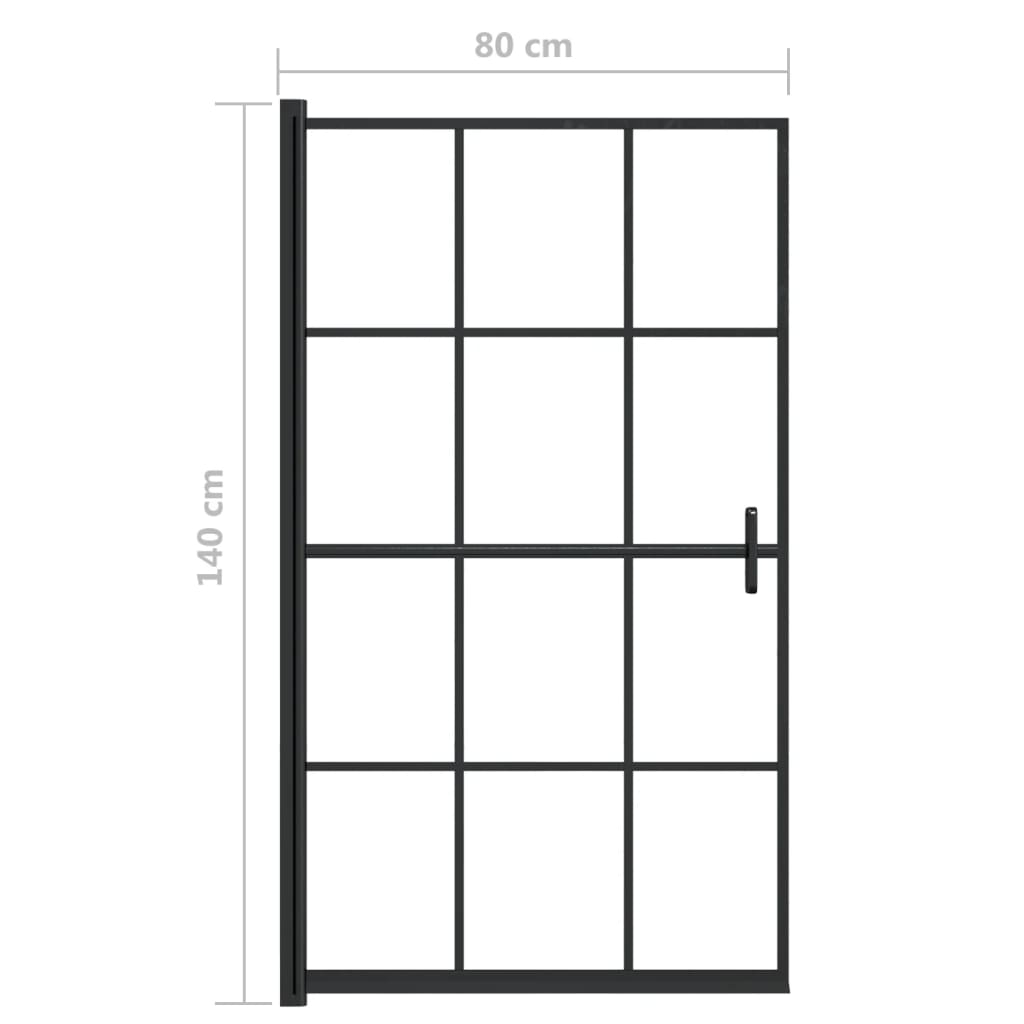 vidaXL Kabina prysznicowa, ESG, 80x140 cm, czarna