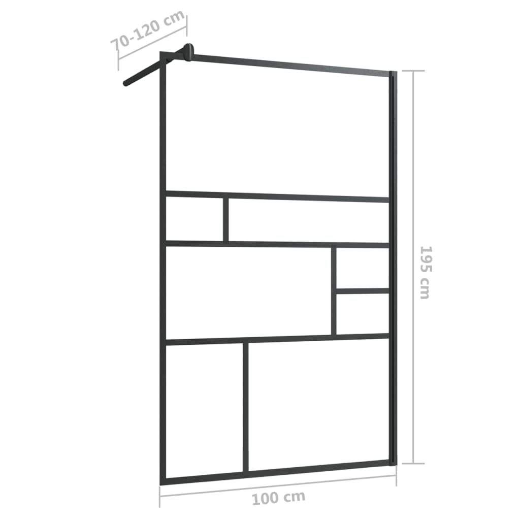 vidaXL Ścianka prysznicowa, przezroczyste szkło ESG, 100x195cm, czarna