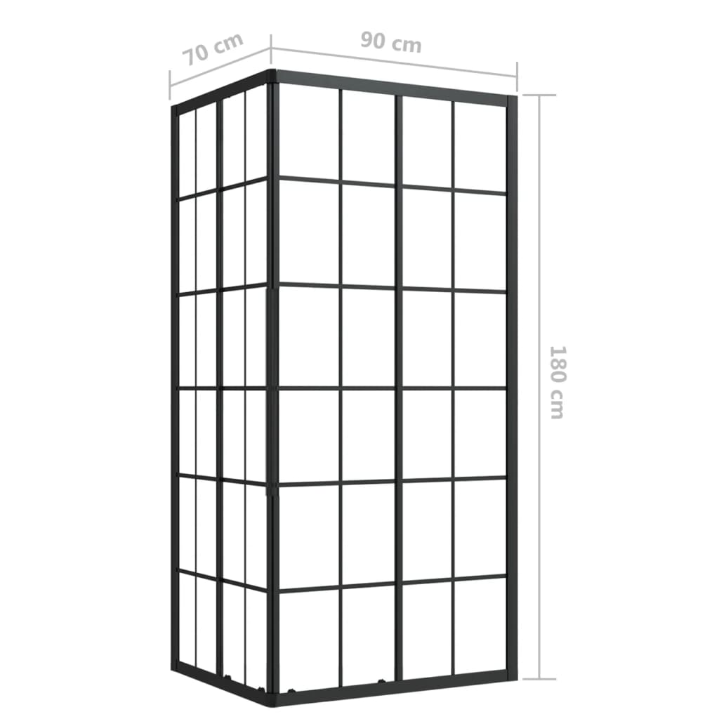 vidaXL Kabina prysznicowa, ESG, 90 x 70 x 180 cm