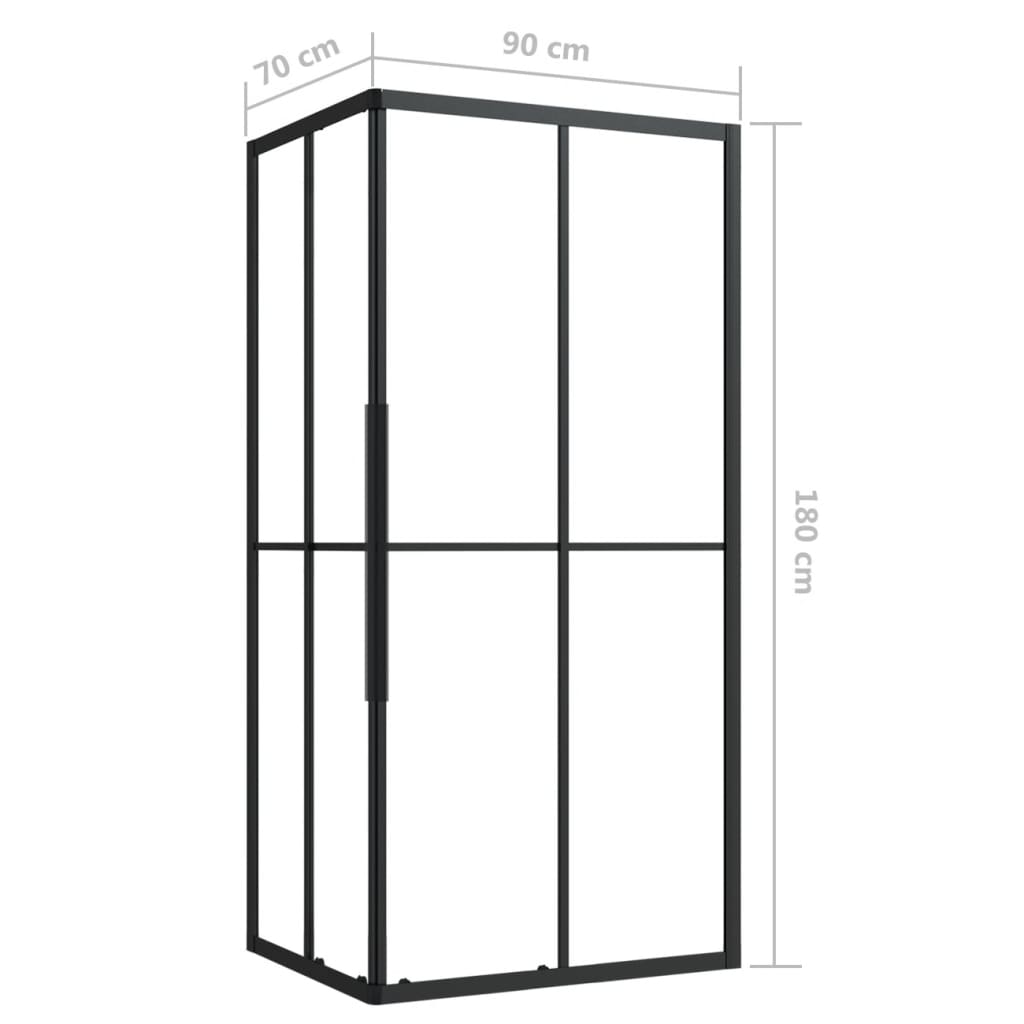 vidaXL Kabina prysznicowa, ESG, 90 x 70 x 180 cm