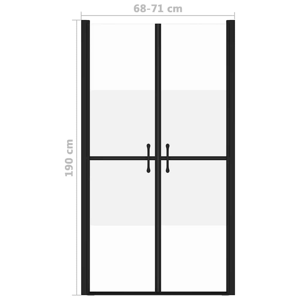 vidaXL Drzwi prysznicowe, szkło częściowo mrożone, ESG, (68-71)x190 cm