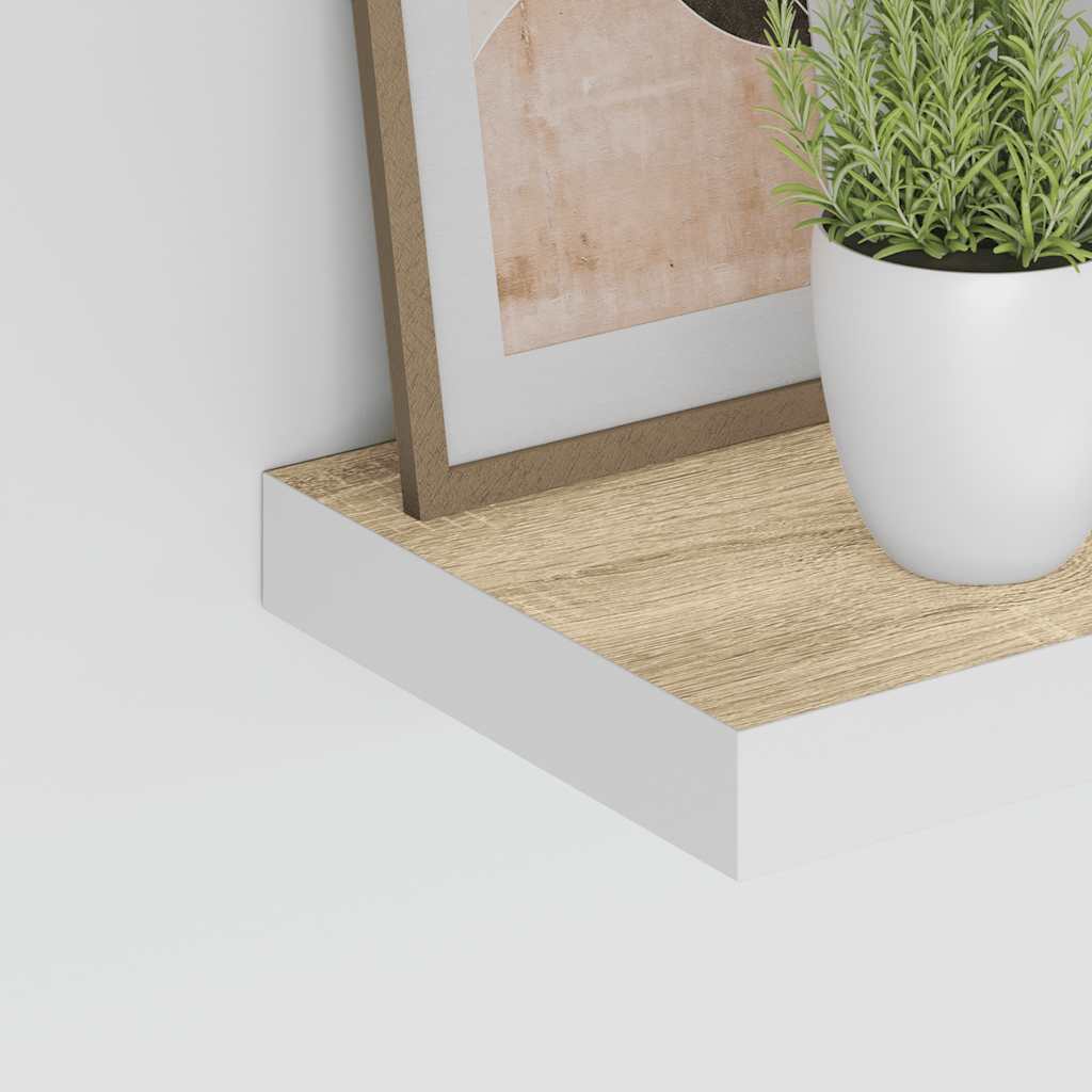 vidaXL Półka ścienna, dębowo-biała, 40x23,5x3,8 cm, MDF