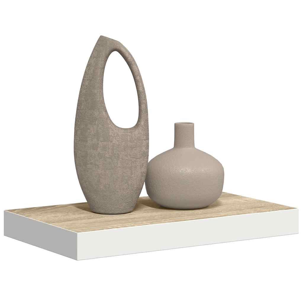 vidaXL Półka ścienna, dębowo-biała, 40x23,5x3,8 cm, MDF