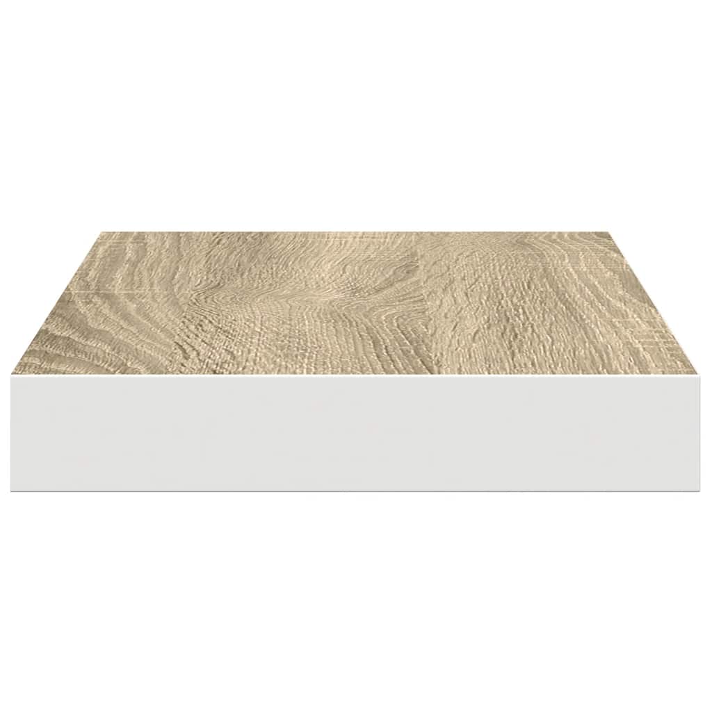 vidaXL Półka ścienna, dębowo-biała, 40x23,5x3,8 cm, MDF