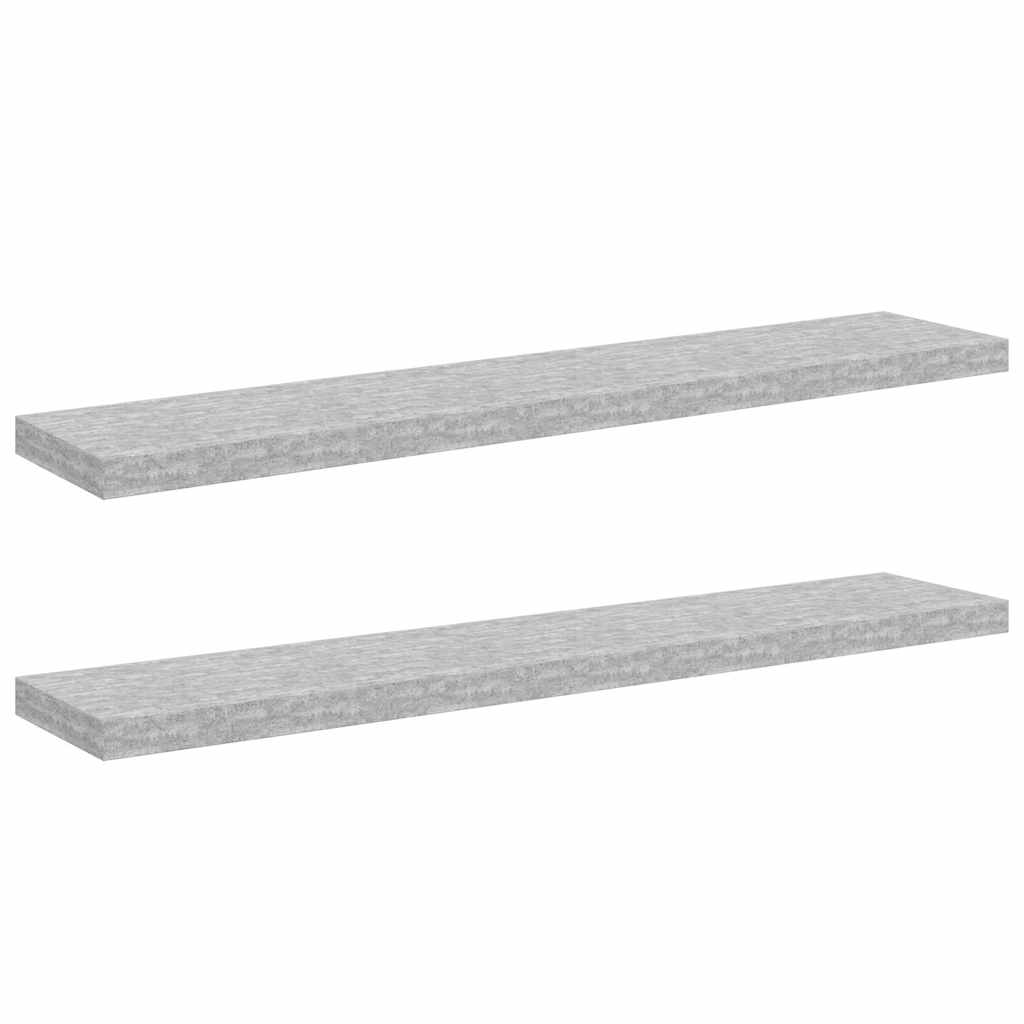 vidaXL Półki ścienne, 2 szt., szarość betonu, 120 x 23,5 x 3,8 cm, MDF