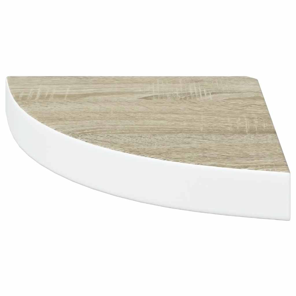 vidaXL Narożne półki ścienne, 4 szt., dąb i biel, 25x25x3,8 cm, MDF