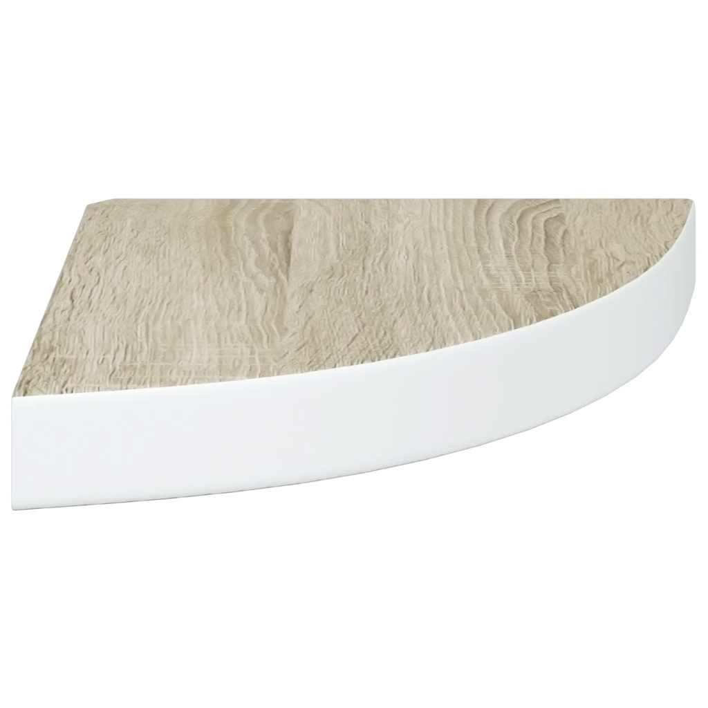 vidaXL Narożne półki ścienne, 4 szt., dąb i biel, 25x25x3,8 cm, MDF