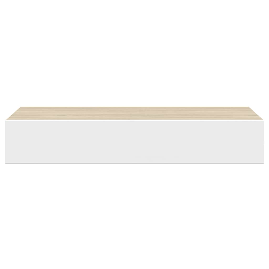 vidaXL Półki ścienne do szuflad 2 szt. Dąb i biel 60x23,5x10cm MDF