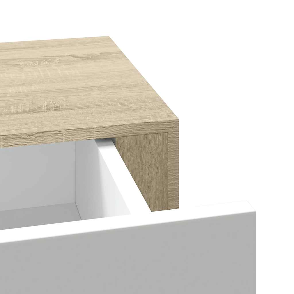 vidaXL Półki ścienne do szuflad 2 szt. Dąb i biel 60x23,5x10cm MDF