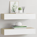vidaXL Półki ścienne do szuflad 2 szt. Dąb i biel 60x23,5x10cm MDF