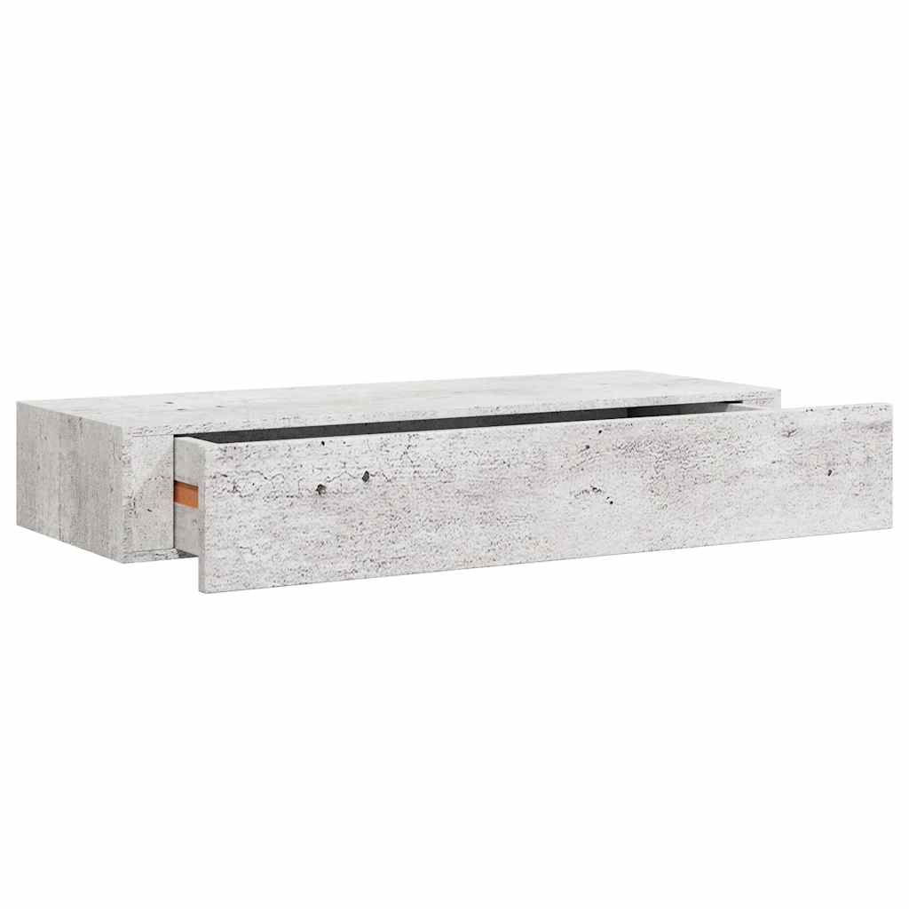 vidaXL Półka ścienna z szufladą, szarość betonu, 60x23,5x10 cm, MDF