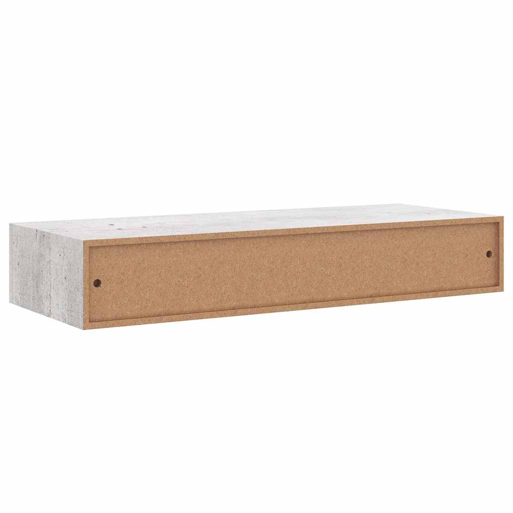vidaXL Półka ścienna z szufladą, szarość betonu, 60x23,5x10 cm, MDF