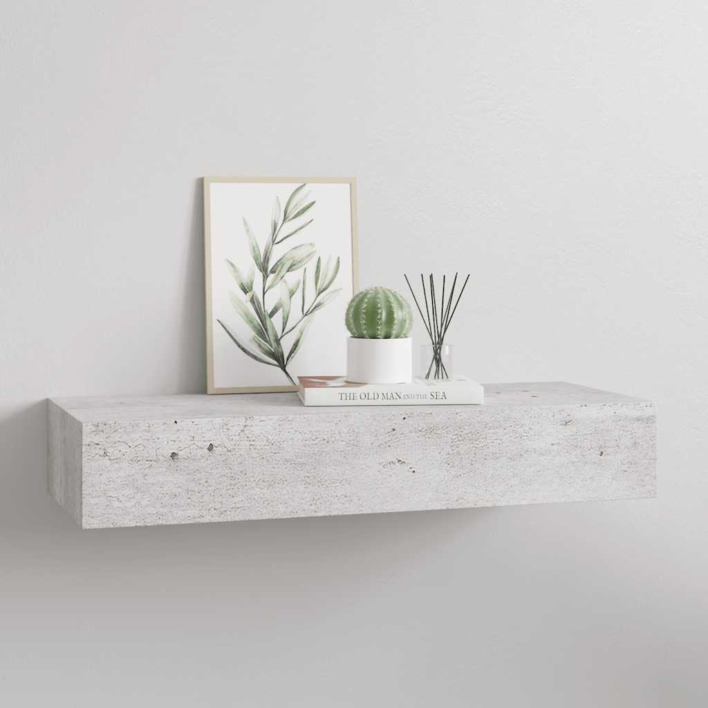 vidaXL Półka ścienna z szufladą, szarość betonu, 60x23,5x10 cm, MDF