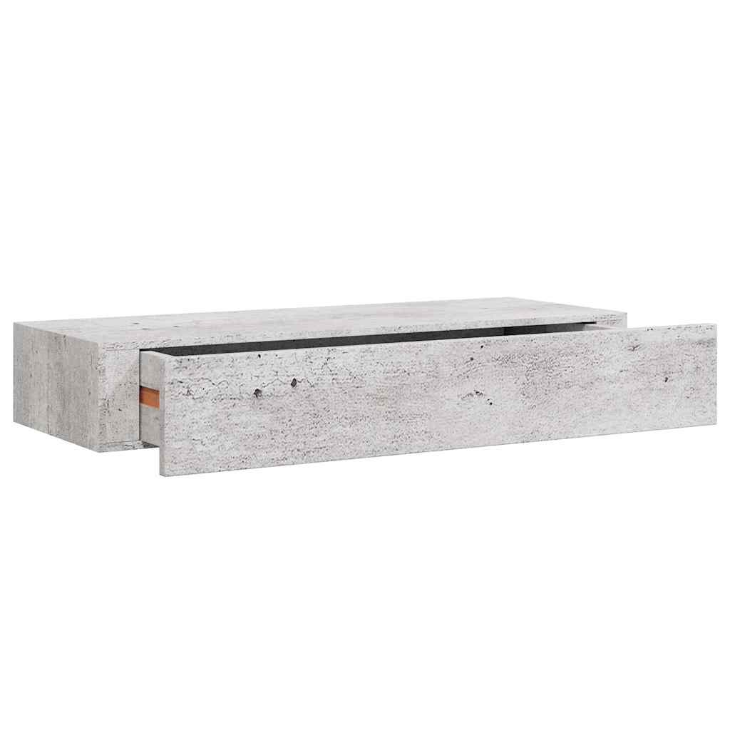 vidaXL Półki ścienne z szufladą, 2 szt., szare, 60 x 23,5 x 10 cm, MDF
