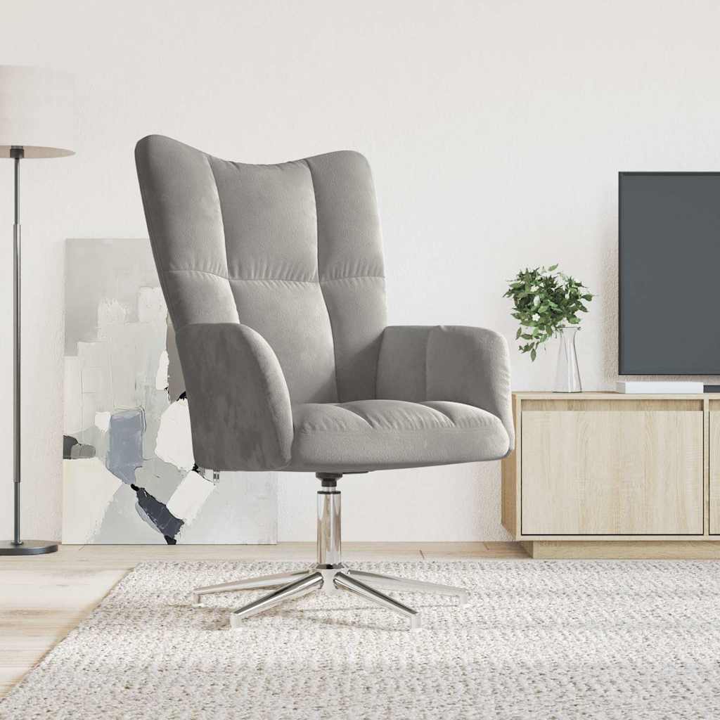 vidaXL Fotel, jasnoszary, obity aksamitem