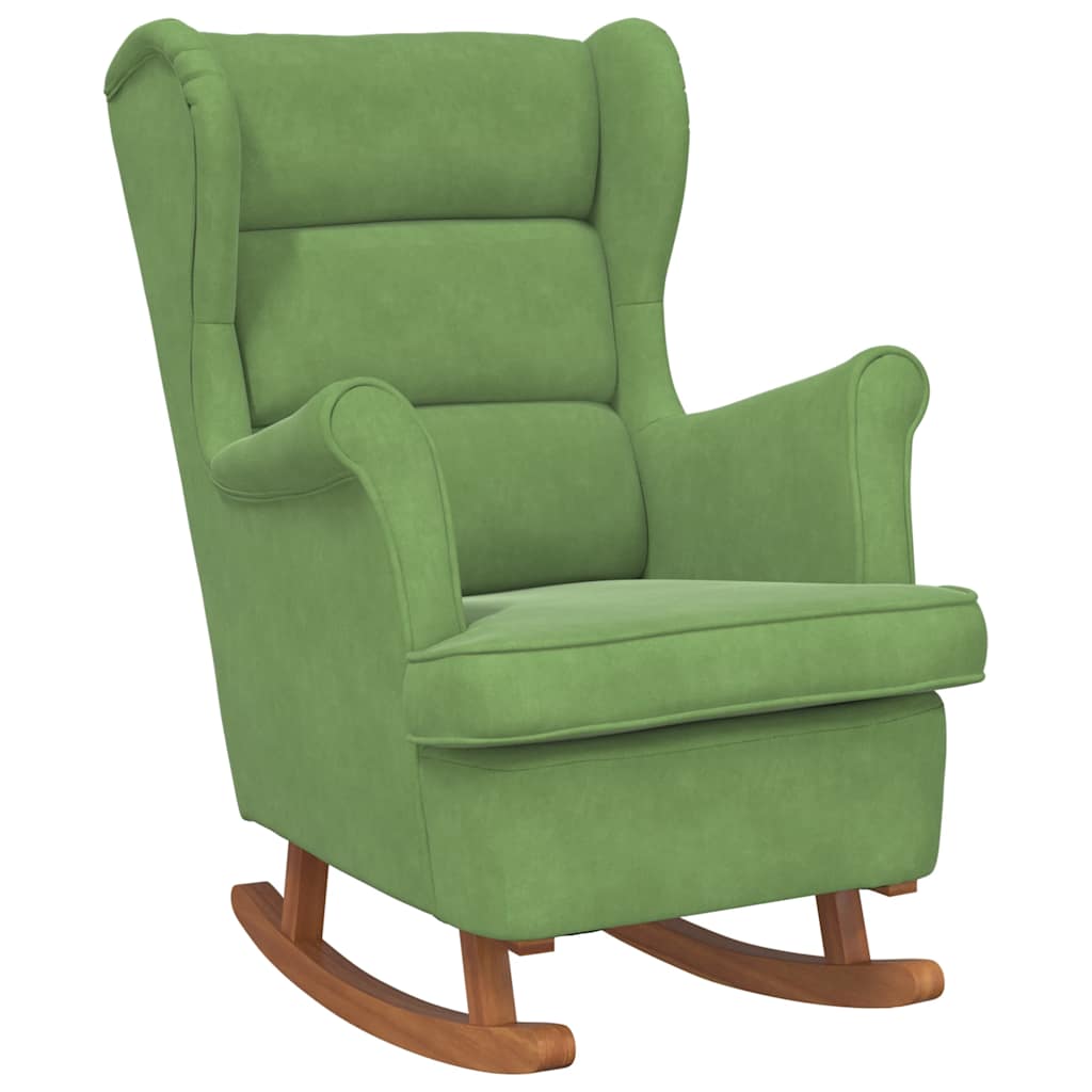 vidaXL Fotel bujany z uszak, jasnozielony aksamit i lite drewno